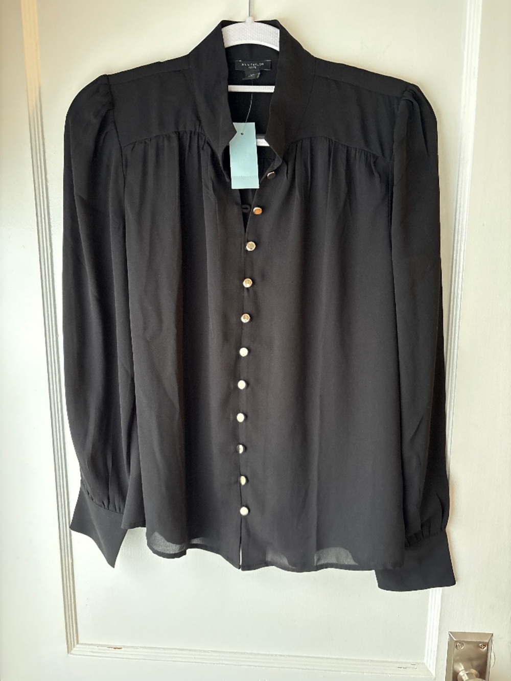 Ann Taylor Black Blouse, Sz XSP, NWT